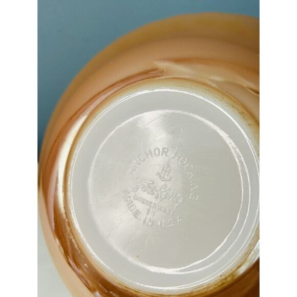 Vintage Anchor Hocking Fire King Peach Lustre Swirl 8 3/8" Round Vegetable Bowl - Picture 5 of 11